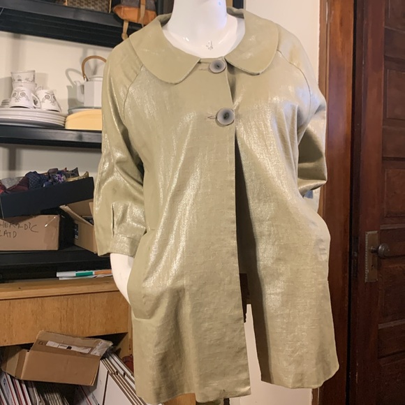LAL GOLD METALLIC LINEN/COTTON BLEND JACKET SMOCK - Picture 3 of 15